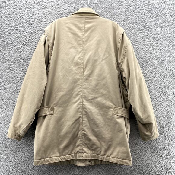 Vintage Gap Pea Coat Trench Jacket Mens Medium Beige Utility Barn Field Academia - Picture 7 of 12